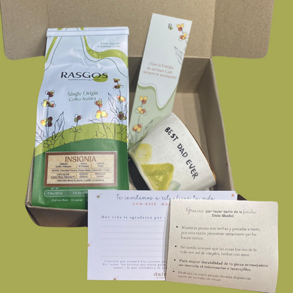 Kit Best Dad Ever Pocillo hecho y pintado a mano + Café Especial