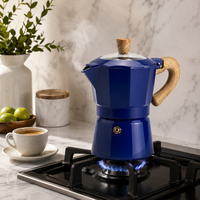 Cafetera Italiana Moka 6 Tazas Azul – Cafe Intenso Tipo Espresso