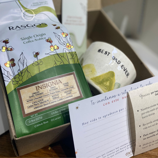 Kit Best Dad Ever Pocillo hecho y pintado a mano + Café Especial