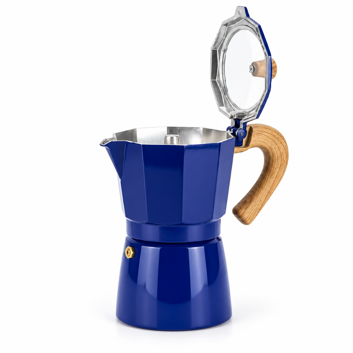 Cafetera Moka Tapa Transparente Azul 9 Tazas