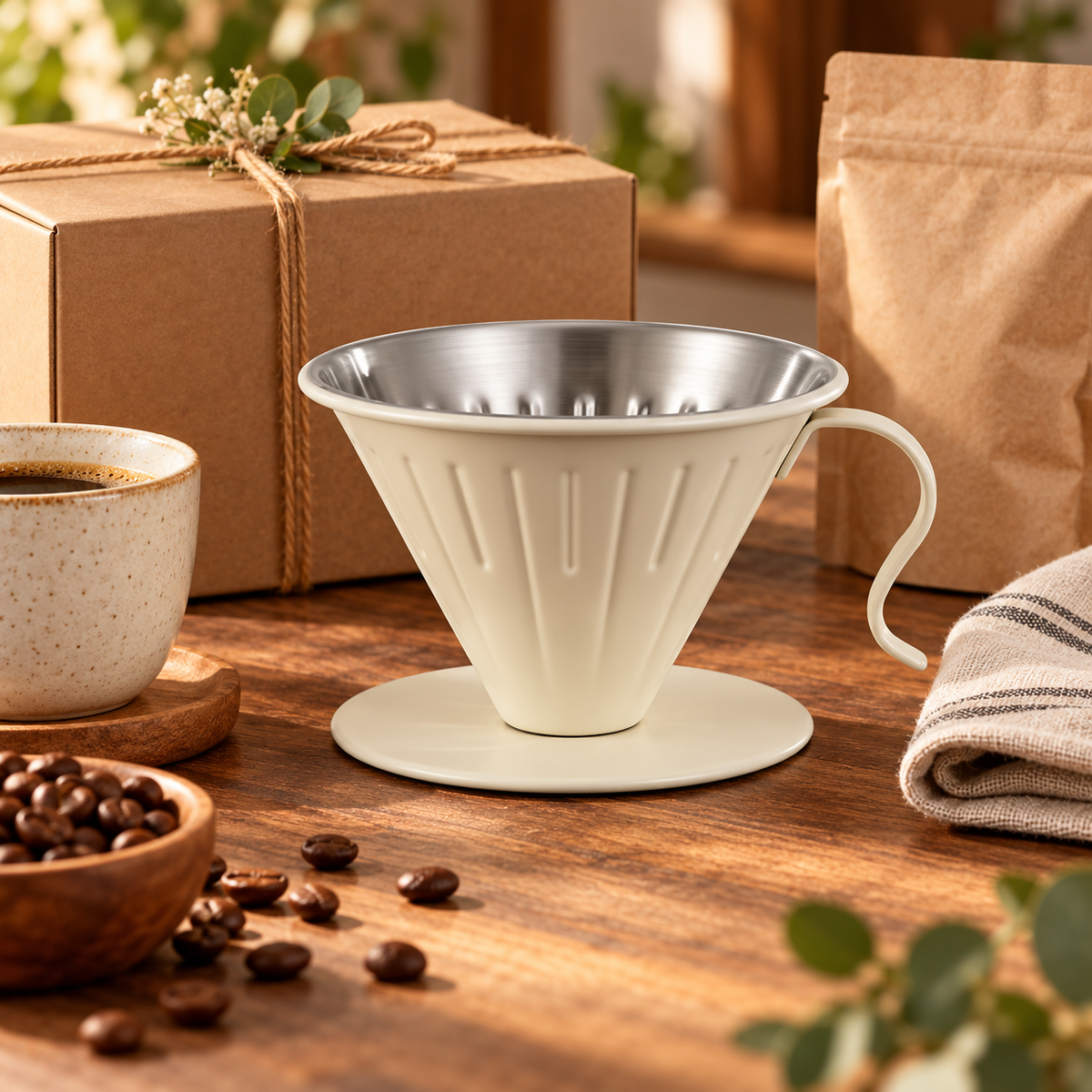 Cafetera Metodo Dripper V60 Acero Crema