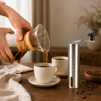 Kit de Cafe Cafetera Metodo Tipo Chemex 400ml con Molino Manual Acero Inoxidable
