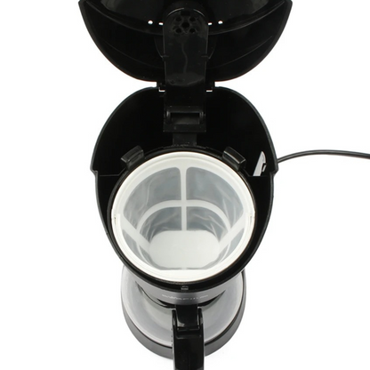 Cafetera Eléctrica Negra para el Hogar u Oficina – 6 Tazas, 600 W