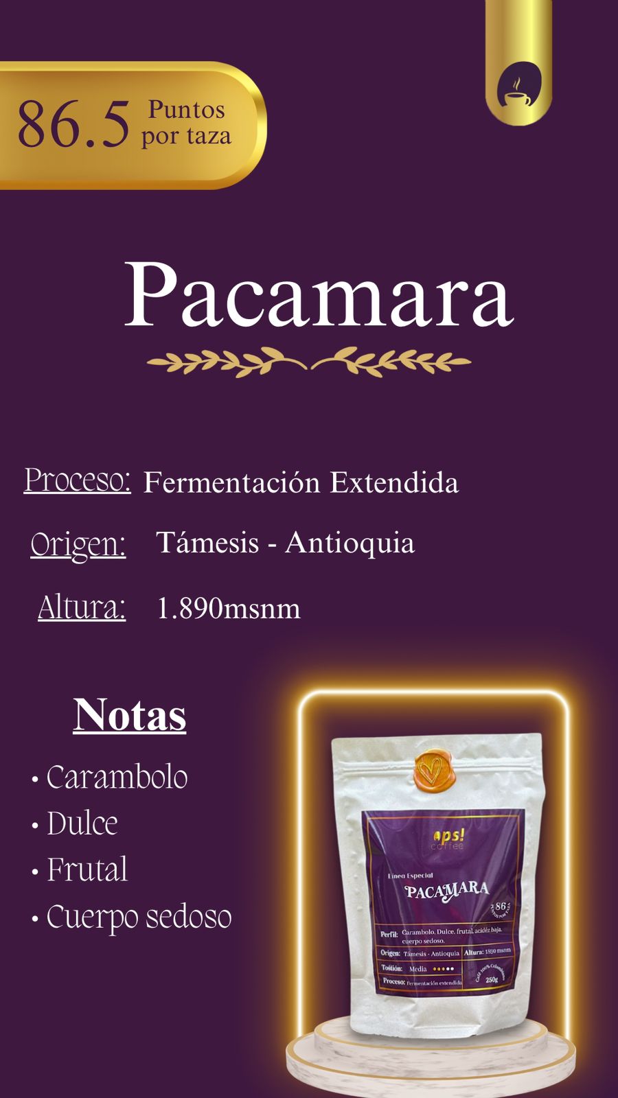 Cafe de Especialidad Premium Ops! Coffe Edicion PACAMARA