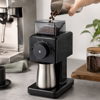 Molino Electrico Cafe de Muelas Planas en Acero Inoxidable con 8 Ajustes | Tolva de 250g y 180W