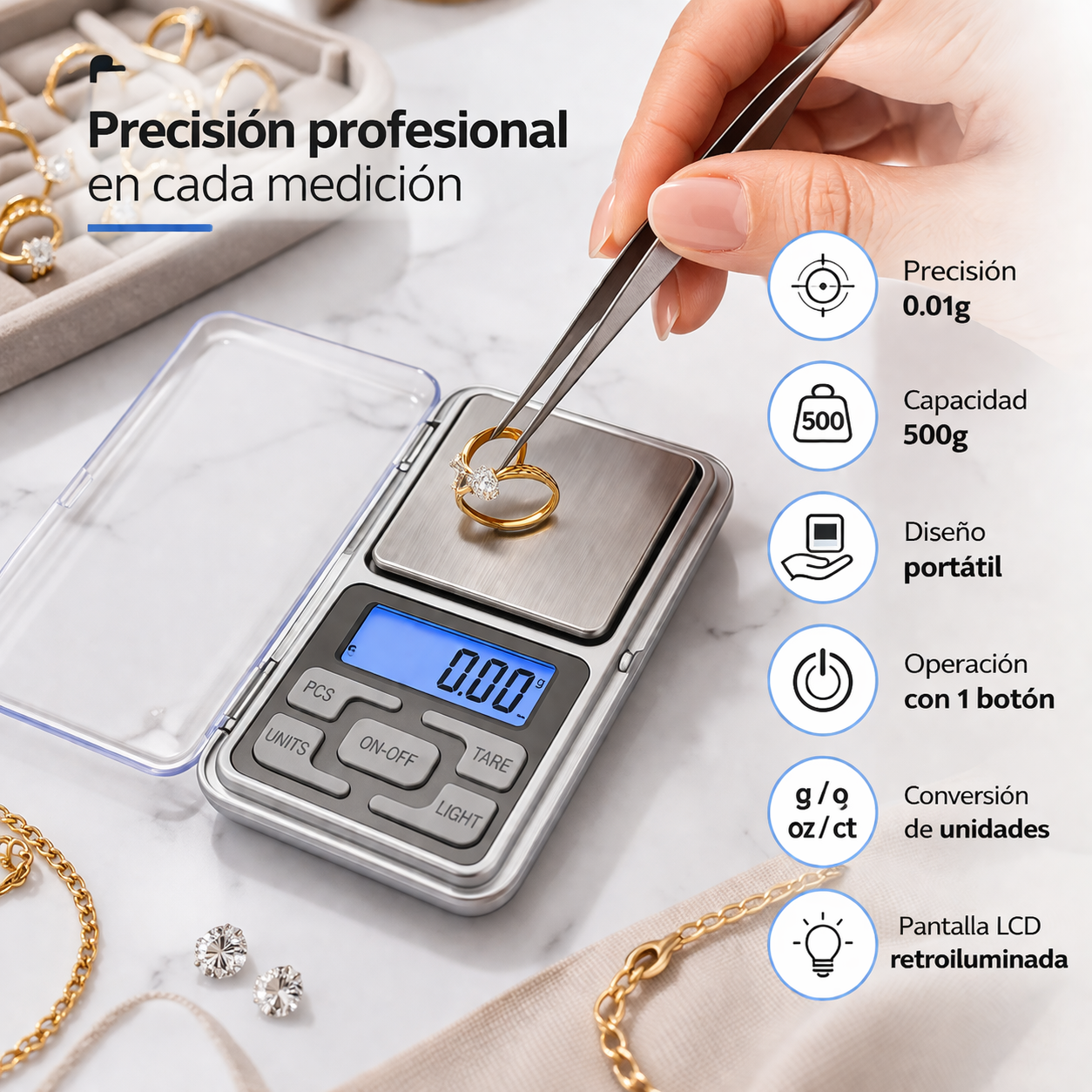 Bascula Gramera Bolsillo Digital 500g