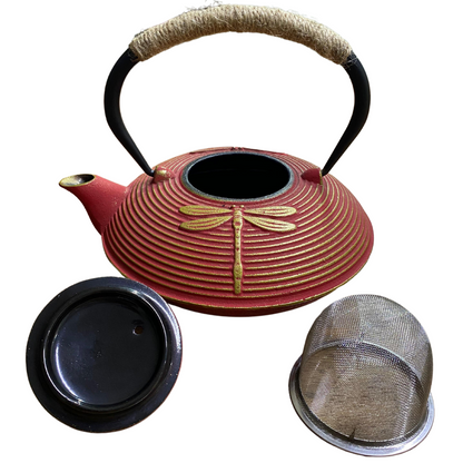 Tetera de Hierro con Infusor en Acero Inoxidable Roja Estilo Japonés 750ml