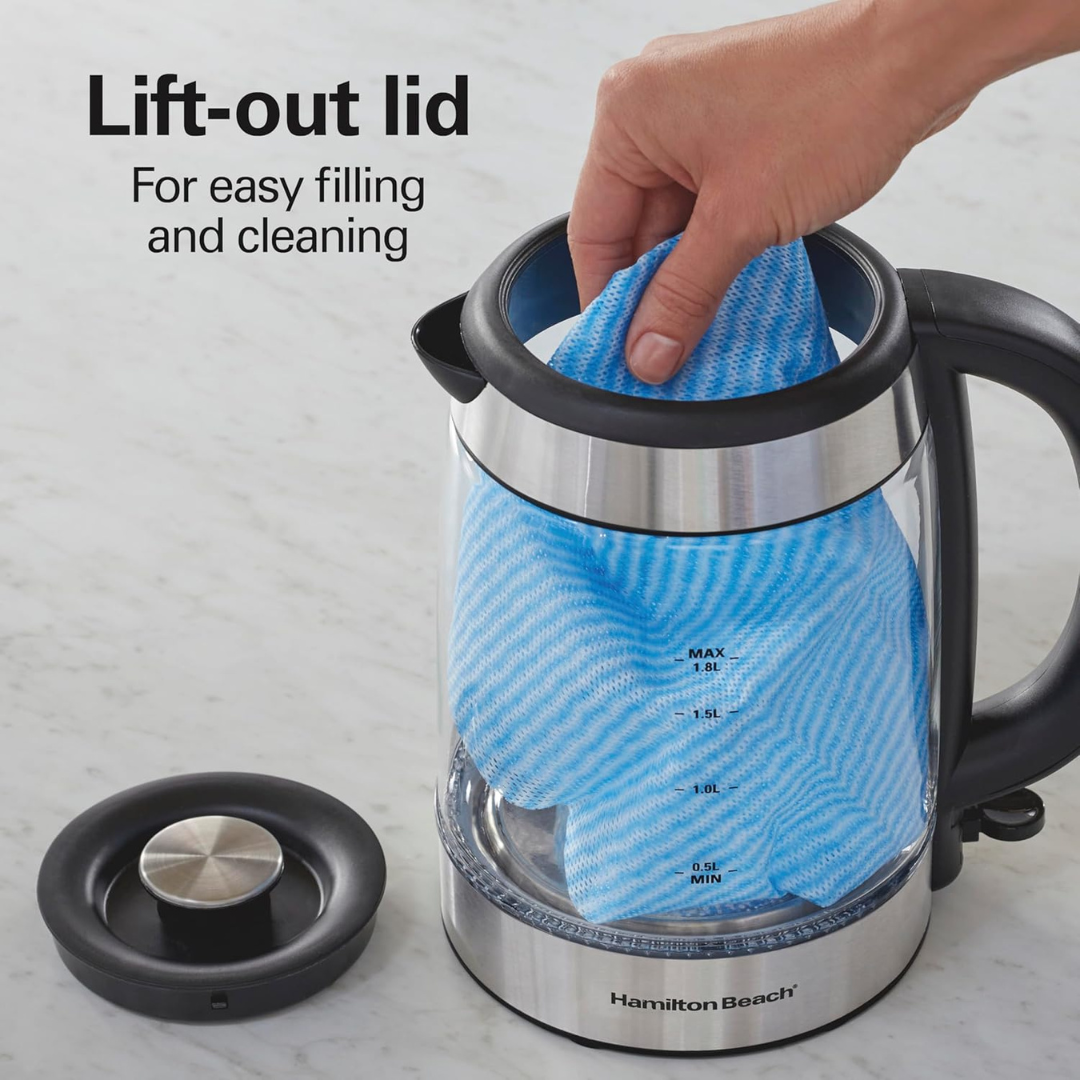 Tetera Eléctrica Hamilton Beach 1.8 L Profesional para el Hogar, Oficina y Catas de Café