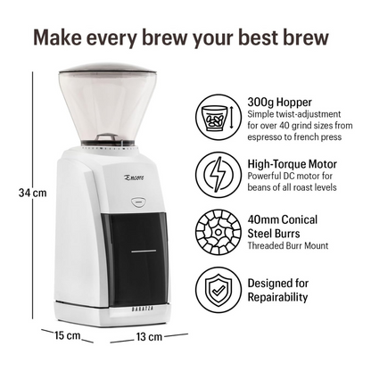 Baratza Encore Blanco Molino de Café Profesional con 40 Ajustes de Molienda