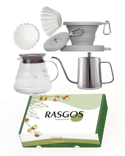 Kit Cafe V60 Tipo Origami Viajero Plegable con Server y Cuello de Cisne