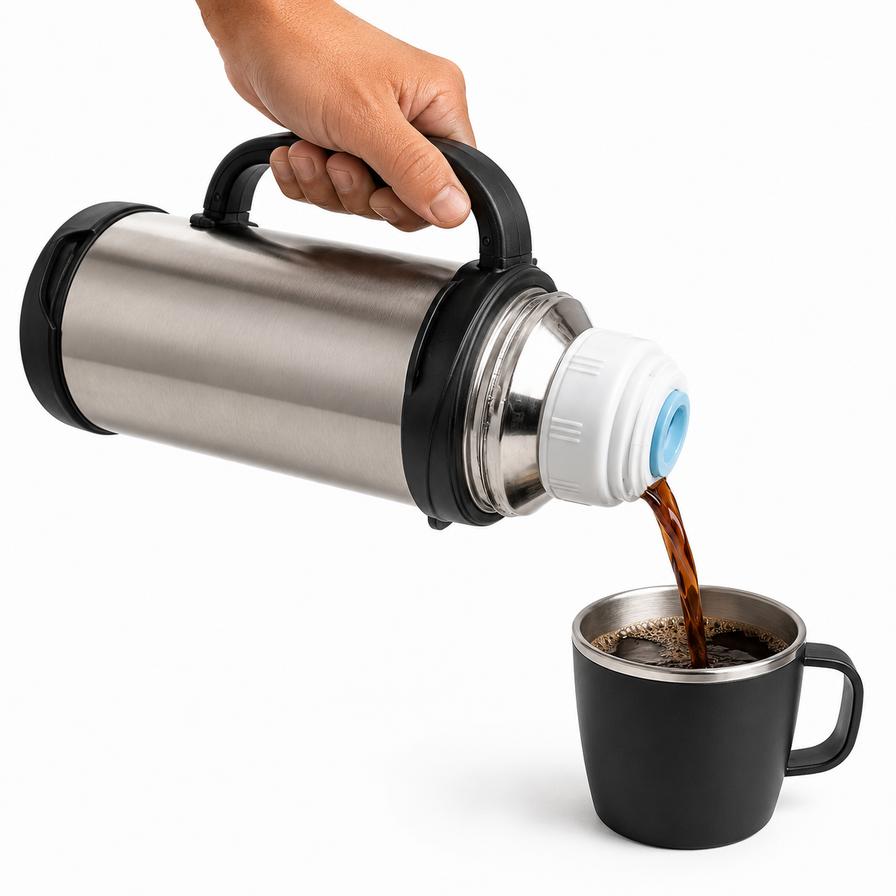 Termo Viajero de Acero Inoxidable 1,2 L con Asa y Vaso