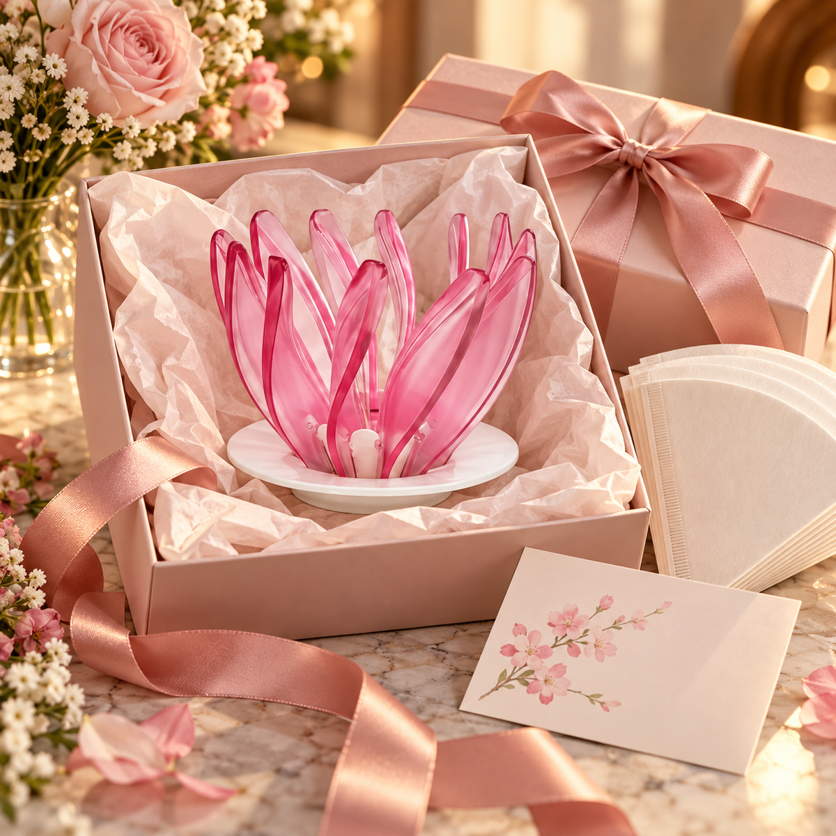 Metodo Tipo HARIO Suiren V60 02 Rosado Flor de Loto para Cafe Filtrado