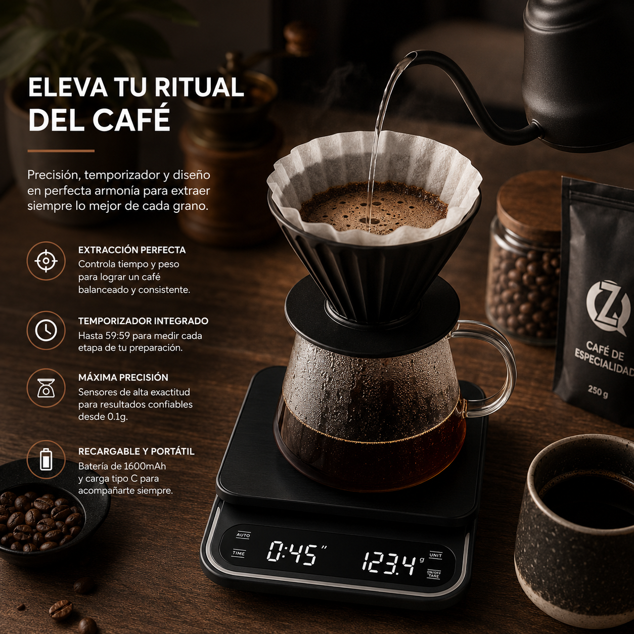 Gramera Profesional con Temporizador 0.1g hasta 3 Kg