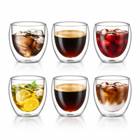 Set Vaso Cristal 150ml Doble Pared Transparente Pack x6