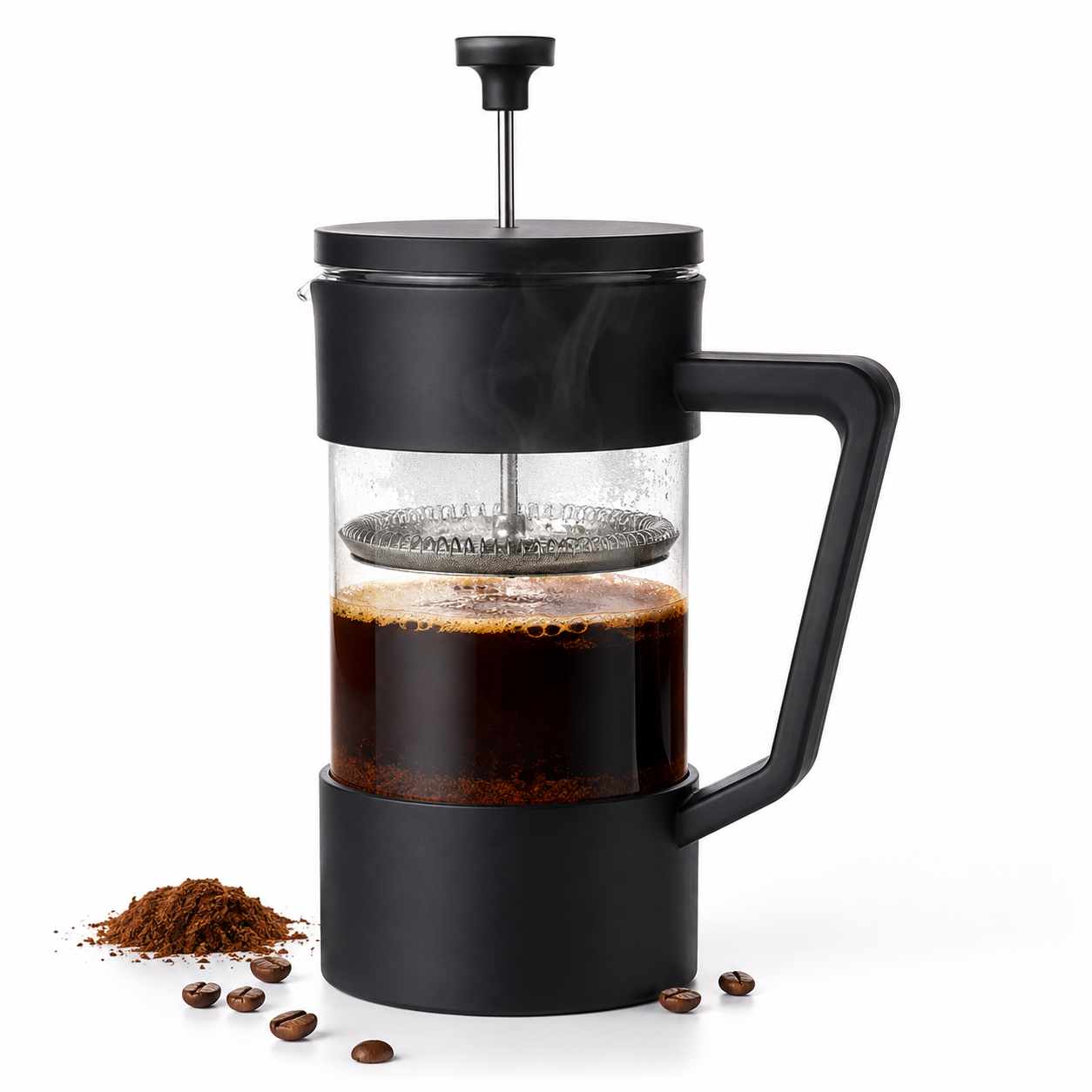 Cafetera Prensa Francesa Negra 600 ml – Cafe de Inmersion con Mas Cuerpo y Aroma