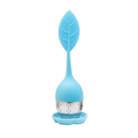 Infusor de Té Hoja Azul Claro en Silicona y Acero Inoxidable
