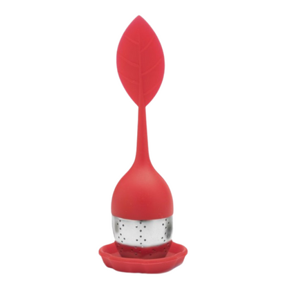 Infusor de Té Hoja Rojo en Silicona y Acero Inoxidable