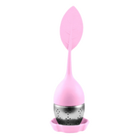 Infusor de Té Hoja Rosa en Silicona y Acero Inoxidable