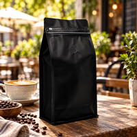 Bolsa Negra Rectangular para Cafe 250 g con Válvula y Zipper x 50 Unidades