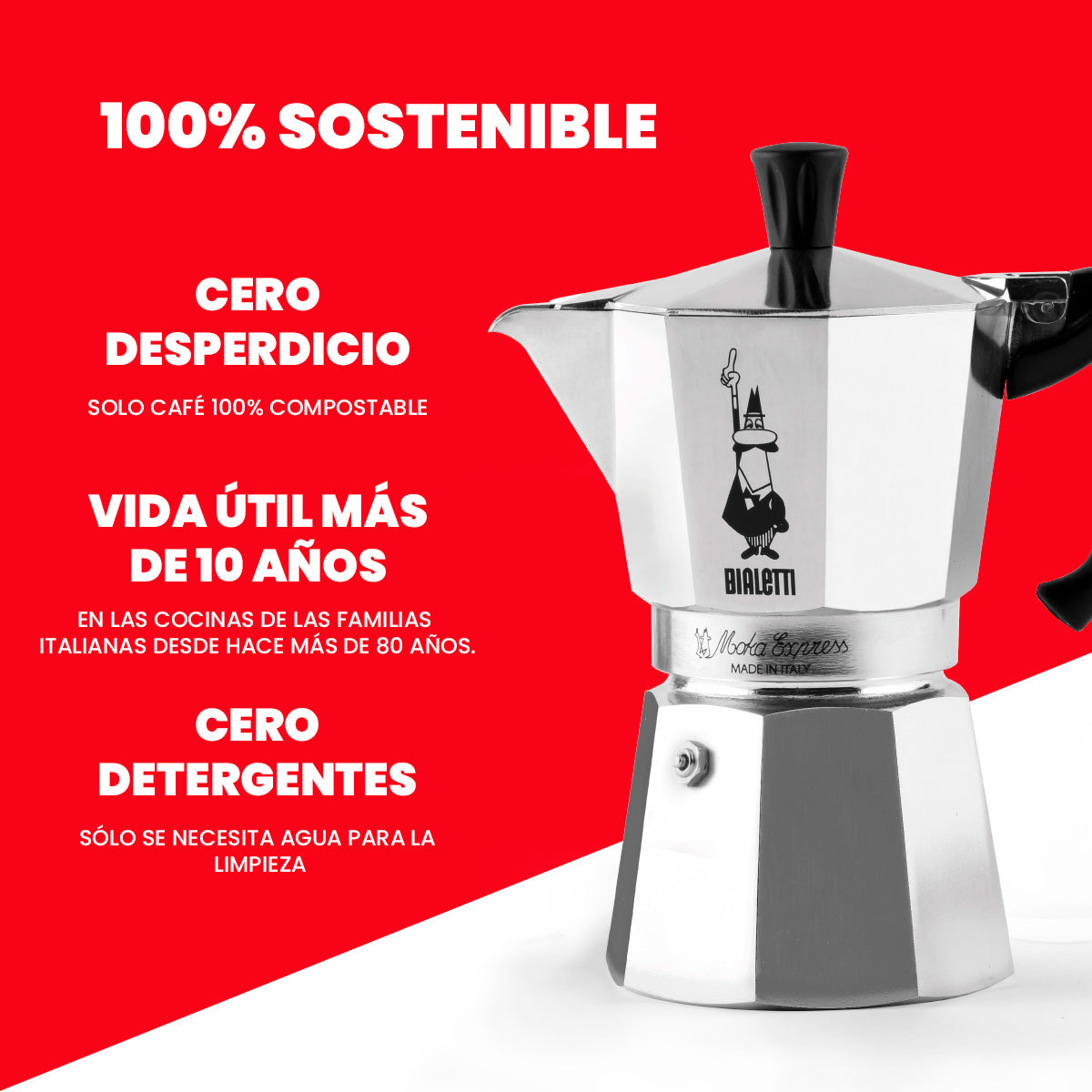 Cafetera Moka Express Exclusive rojo 3 tazas » Doméstica