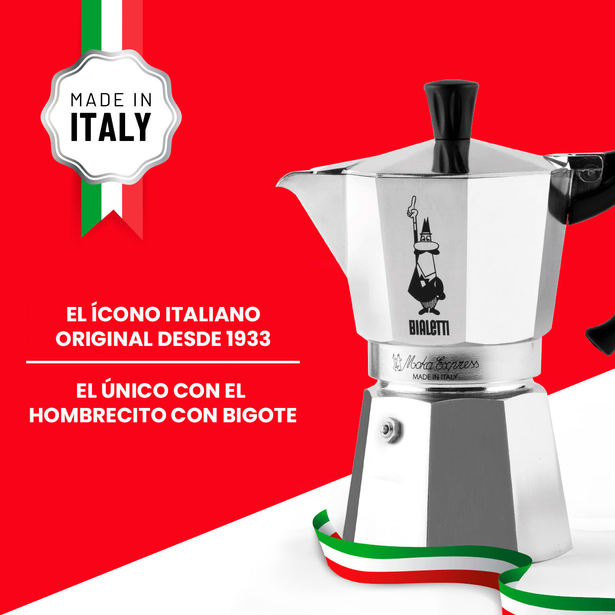 Descubre la tradición italiana del café con la Cafetera Bialetti Moka Express. Fabricada en Italia desde 1933, esta cafetera es un símbolo de calidad. Disponible en diferentes tamaños, se adapta a tu estilo de vida.