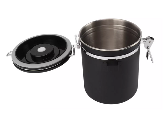 Recipiente para guardar cafe Negro Hermetico sin Entrada de Luz 750g con Cuchara