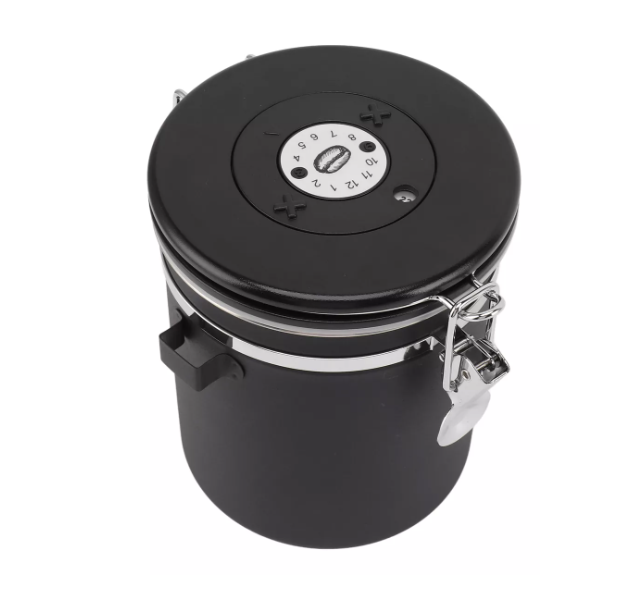 Recipiente para guardar cafe Negro Hermetico sin Entrada de Luz 750g con Cuchara