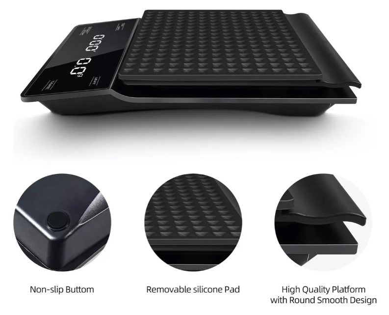 Gramera Pro Bascula Negra LED Temporizador