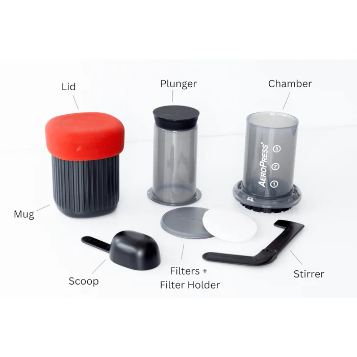 "Tu aventura comienza con una taza de café AeroPress Go."