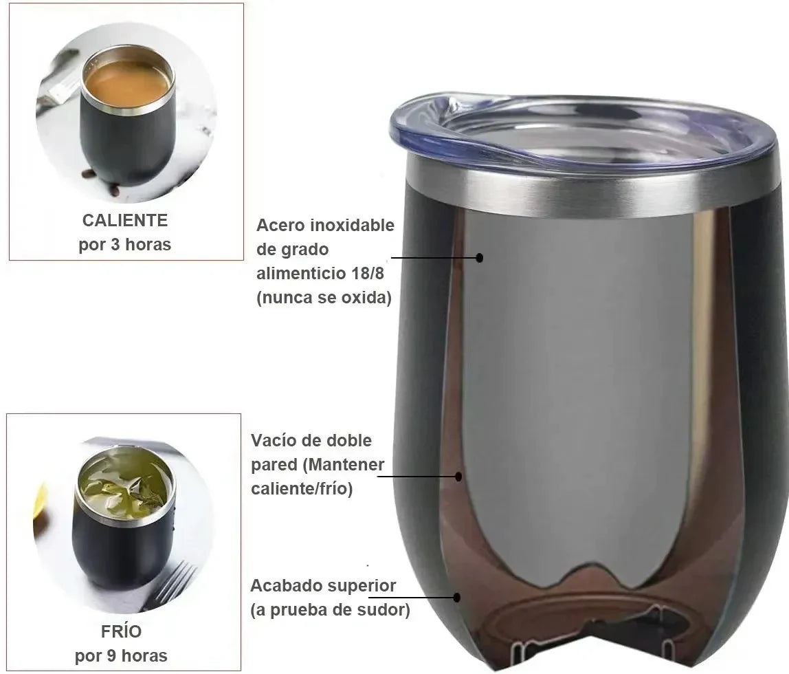 Vaso Térmico 350 ML Negro: Personalízalo con tu Logo o Diseño Exclusivo. Regalo Corporativo Perfecto para Resaltar tu Marca.