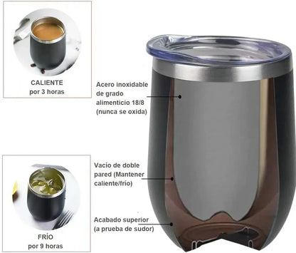 Vaso Térmico 350 ML Negro: Personalízalo con tu Logo o Diseño Exclusivo. Regalo Corporativo Perfecto para Resaltar tu Marca.