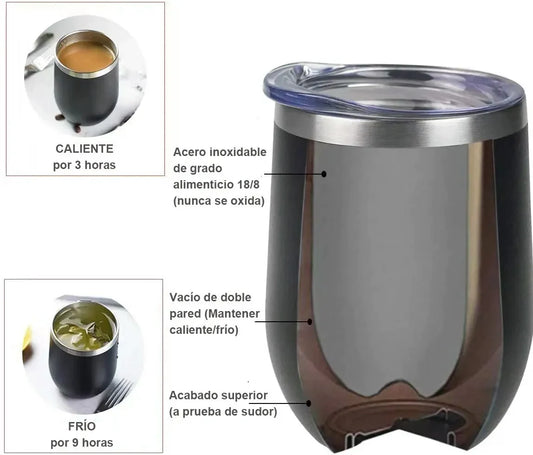 Vaso Térmico 350 ML Negro: Personalízalo con tu Logo o Diseño Exclusivo. Regalo Corporativo Perfecto para Resaltar tu Marca.