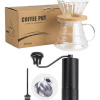 Kit Cafetera V60 + Server + Molino Profesional Ajustable Acero Inoxidable