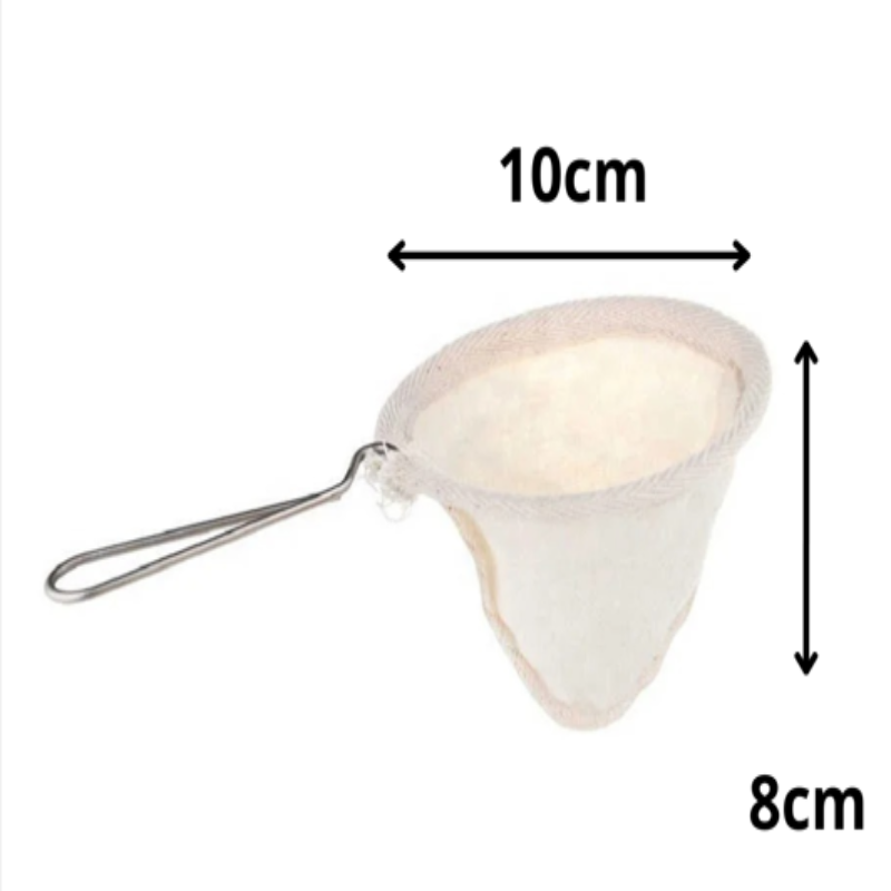 Colador de Tela con Mango Metálico para Filtrado de Café Reutilizable