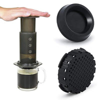 Kit Cafe Metodo Tipo AeroPress con Molino Manual Muelas Conicas Acero Inoxidable y Bolso Cuero Sintetico
