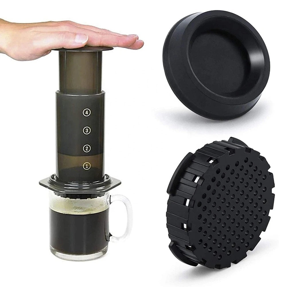 Kit Cafe Metodo Tipo AeroPress con Molino Manual Muelas Conicas Acero Inoxidable y Bolso Cuero Sintetico