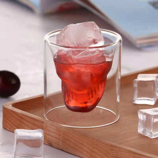 Vaso de Vidrio Doble Pared Calavera 150 ml
