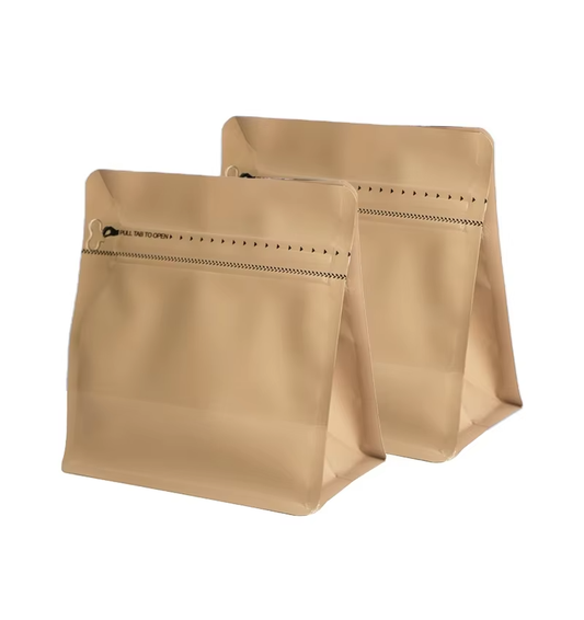 Bolsa Empacar Cafe 250g Kraft con Valvula Desgasificacion y Ziploc