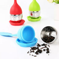 Infusor de Té Hoja Azul Claro en Silicona y Acero Inoxidable