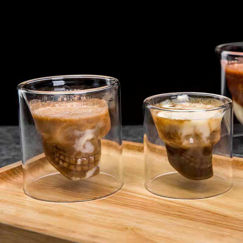 Vaso de Vidrio Doble Pared Calavera 150 ml