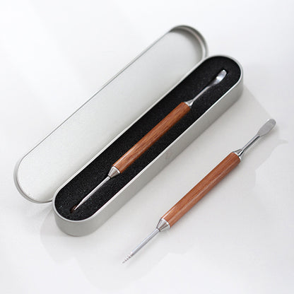 Lapiz de Arte Latte Doble Punta con Mango de Madera  Estuche Metalico Barista