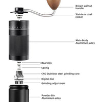 Molino Manual Profesional para Cafe Espresso y Filtrados con Ajuste Externo por Clics