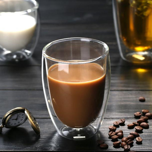 Vaso Mug Vidrio Transparente Doble Pared 350ml