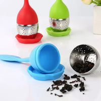 Infusor de Té Hoja Rojo en Silicona y Acero Inoxidable