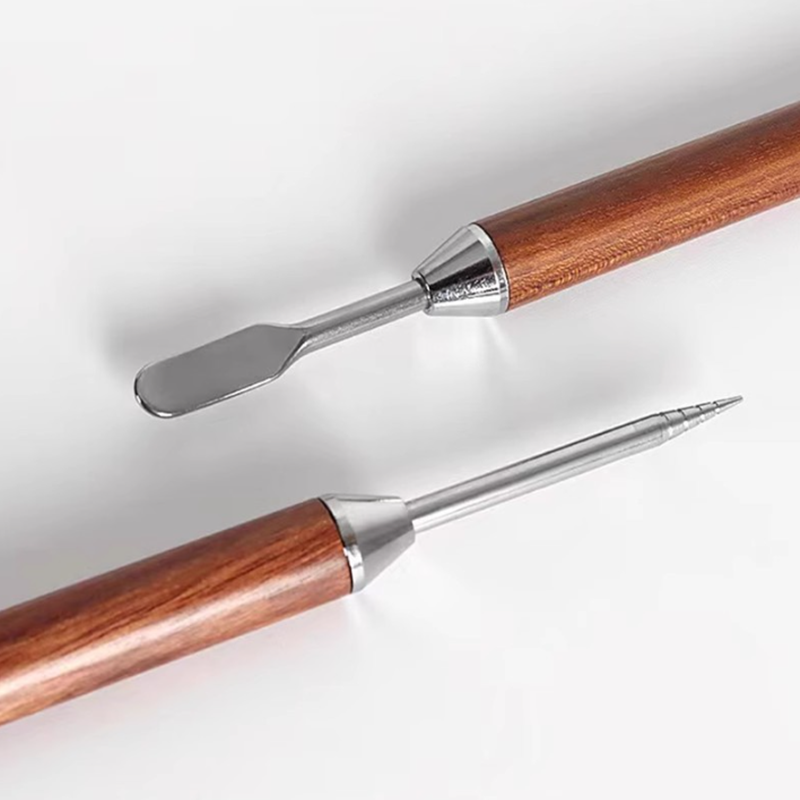 Lapiz de Arte Latte Doble Punta con Mango de Madera  Estuche Metalico Barista