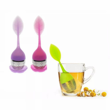 Infusor de Té Fucsia en Silicona y Acero Inoxidable