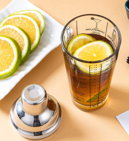 Vaso Coctelera Medidora de Vidrio Resistente Transparente