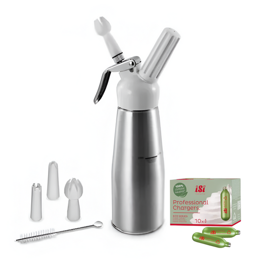 Chantillera Dispensador Sifón  500 ml  Incluye Cápsulas Cargadores para Crema Chantilly en Acero Inoxidable