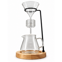 Set Cafetera Dripper v60 + Server Vidrio Transparente 600ml con Base en Madera