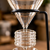Set Cafetera Dripper v60 + Server Vidrio Transparente 600ml con Base en Madera